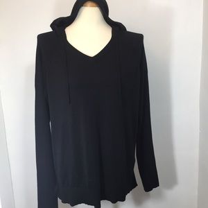 Black Sweater Knit Hoodie
